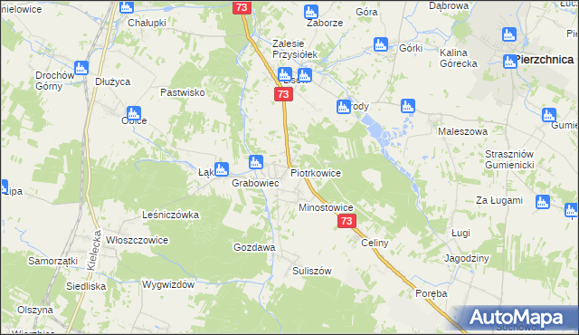 mapa Piotrkowice gmina Chmielnik, Piotrkowice gmina Chmielnik na mapie Targeo