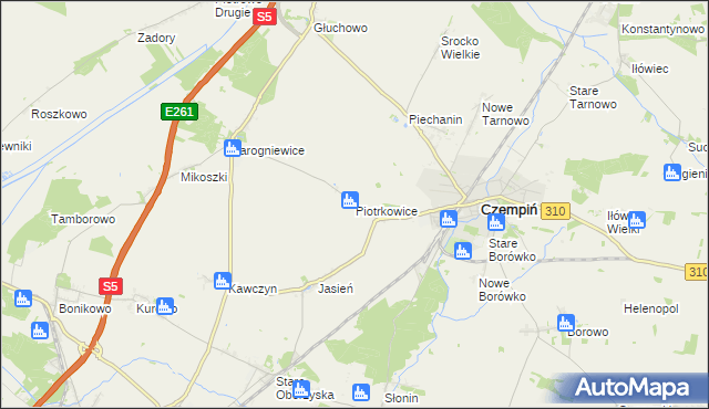 mapa Piotrkowice gmina Czempiń, Piotrkowice gmina Czempiń na mapie Targeo