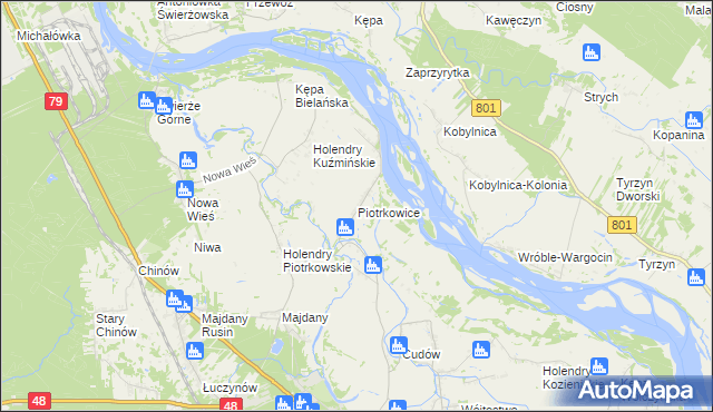 mapa Piotrkowice gmina Kozienice, Piotrkowice gmina Kozienice na mapie Targeo