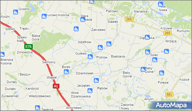 mapa Piotrów gmina Gostynin, Piotrów gmina Gostynin na mapie Targeo