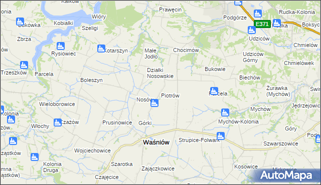 mapa Piotrów gmina Waśniów, Piotrów gmina Waśniów na mapie Targeo