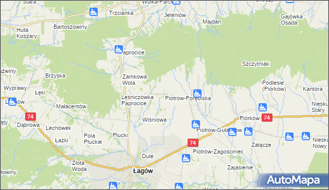 mapa Piotrów-Porębiska, Piotrów-Porębiska na mapie Targeo