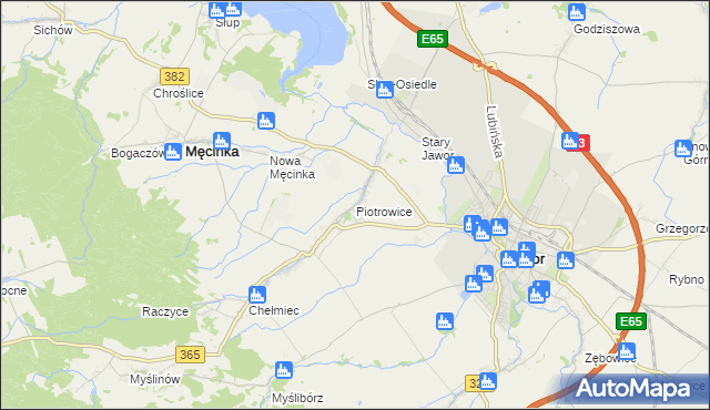 mapa Piotrowice gmina Męcinka, Piotrowice gmina Męcinka na mapie Targeo
