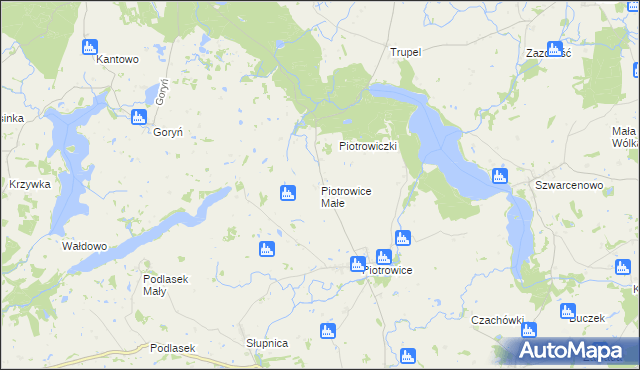 mapa Piotrowice Małe gmina Biskupiec, Piotrowice Małe gmina Biskupiec na mapie Targeo