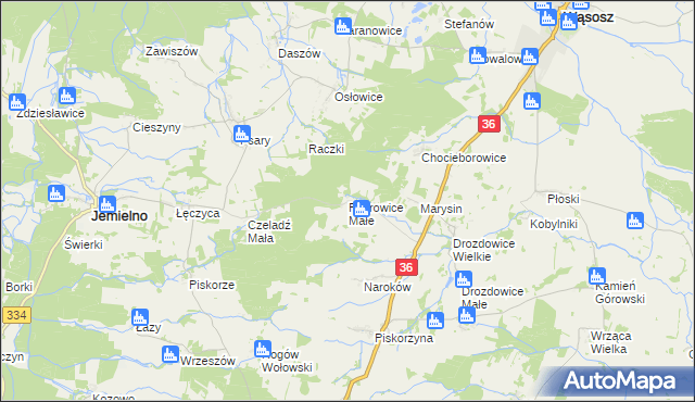 mapa Piotrowice Małe gmina Jemielno, Piotrowice Małe gmina Jemielno na mapie Targeo