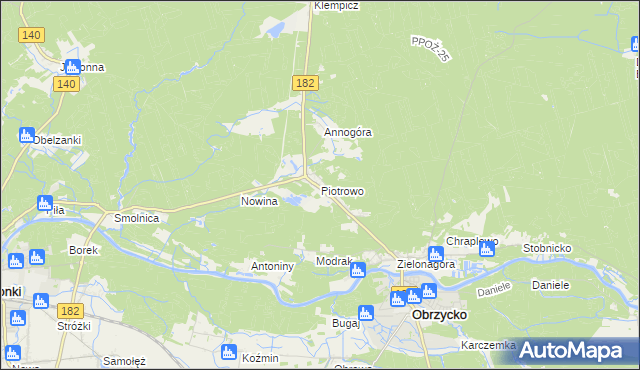 mapa Piotrowo gmina Obrzycko, Piotrowo gmina Obrzycko na mapie Targeo