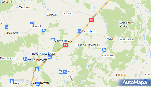 mapa Piotrowo-Krzywokoły, Piotrowo-Krzywokoły na mapie Targeo