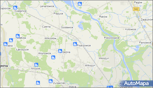 mapa Pisarzowice gmina Miękinia, Pisarzowice gmina Miękinia na mapie Targeo