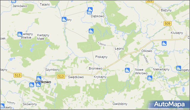 mapa Piskajny, Piskajny na mapie Targeo