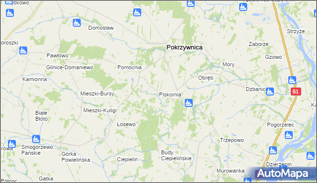 mapa Piskornia gmina Pokrzywnica, Piskornia gmina Pokrzywnica na mapie Targeo