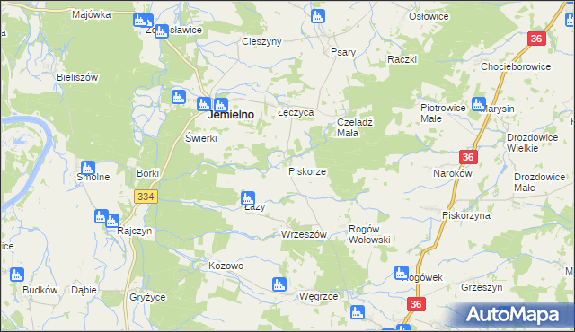 mapa Piskorze, Piskorze na mapie Targeo