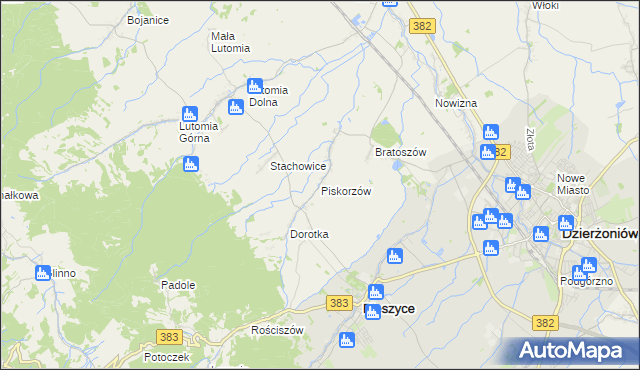 mapa Piskorzów gmina Pieszyce, Piskorzów gmina Pieszyce na mapie Targeo