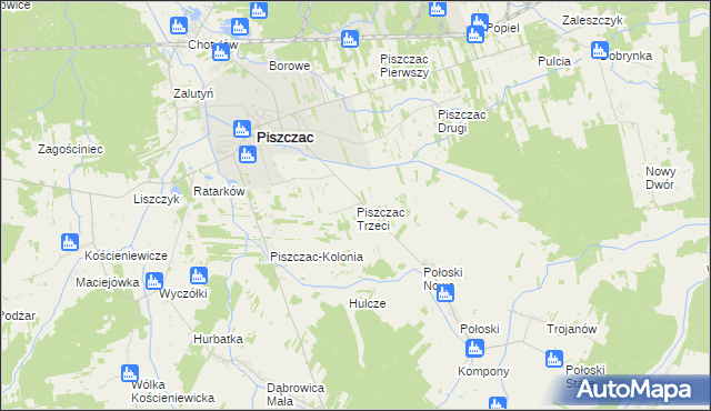 mapa Piszczac Trzeci, Piszczac Trzeci na mapie Targeo