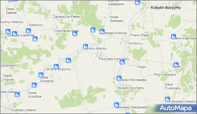 mapa Piszczaty-Kończany, Piszczaty-Kończany na mapie Targeo