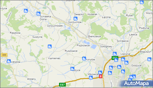 mapa Piszkowice, Piszkowice na mapie Targeo