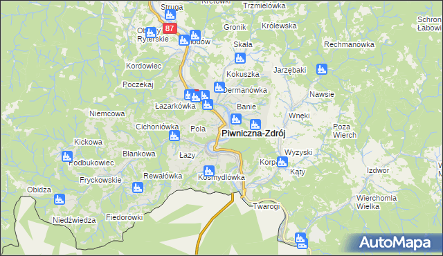 mapa Piwniczna-Zdrój, Piwniczna-Zdrój na mapie Targeo