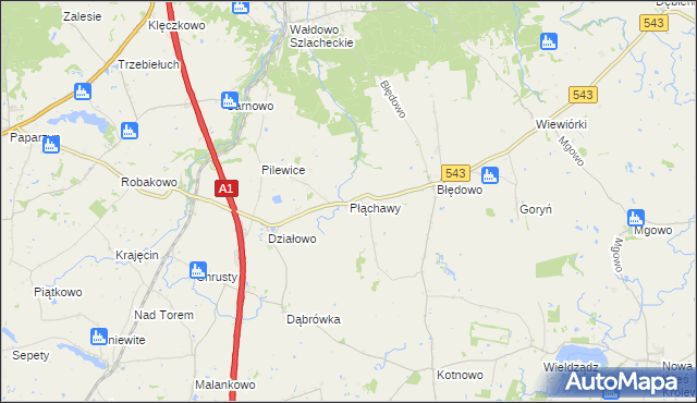 mapa Płąchawy, Płąchawy na mapie Targeo