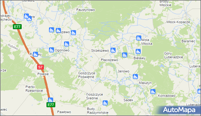 mapa Płaciszewo, Płaciszewo na mapie Targeo