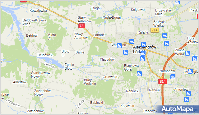 mapa Placydów, Placydów na mapie Targeo