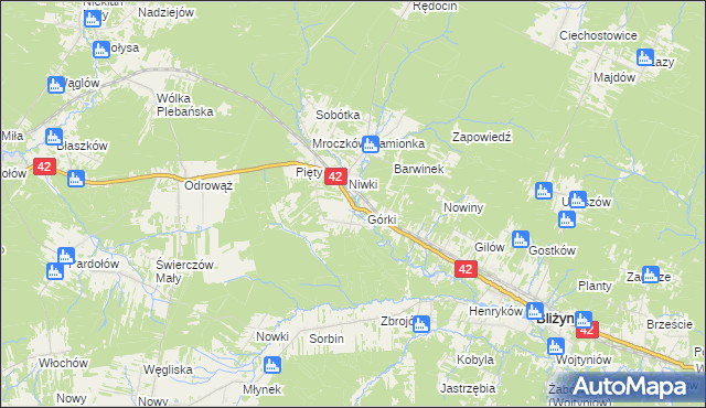 mapa Płaczków, Płaczków na mapie Targeo