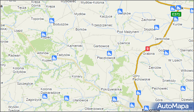 mapa Płaczkowice, Płaczkowice na mapie Targeo