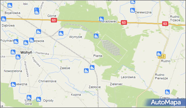 mapa Planta gmina Wohyń, Planta gmina Wohyń na mapie Targeo