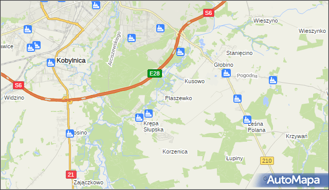 mapa Płaszewko, Płaszewko na mapie Targeo