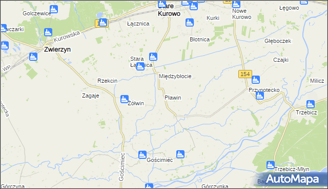 mapa Pławin gmina Stare Kurowo, Pławin gmina Stare Kurowo na mapie Targeo