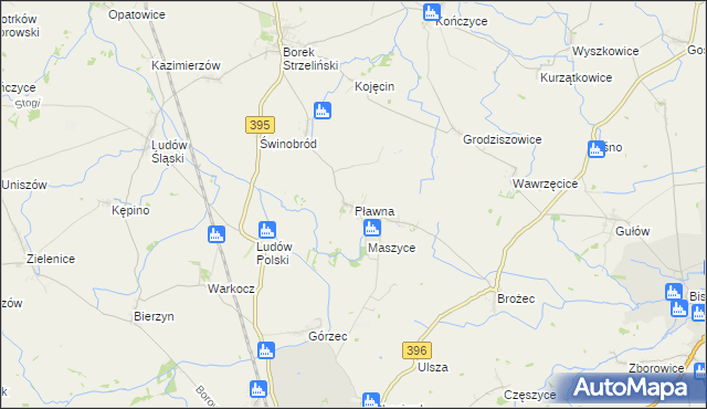 mapa Pławna gmina Strzelin, Pławna gmina Strzelin na mapie Targeo