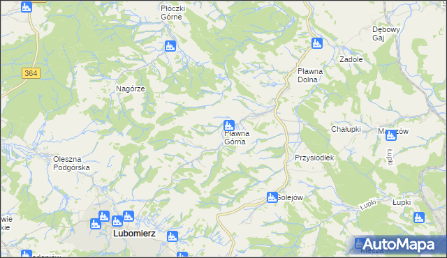 mapa Pławna Górna, Pławna Górna na mapie Targeo