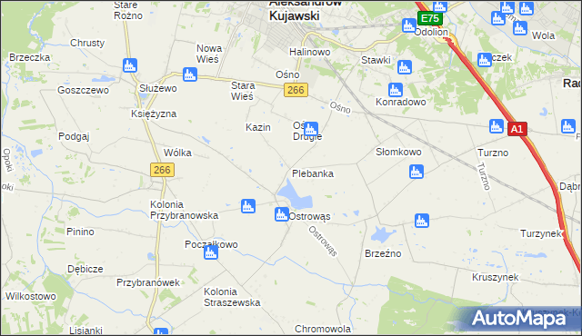 mapa Plebanka gmina Aleksandrów Kujawski, Plebanka gmina Aleksandrów Kujawski na mapie Targeo