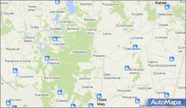 mapa Plebanki, Plebanki na mapie Targeo