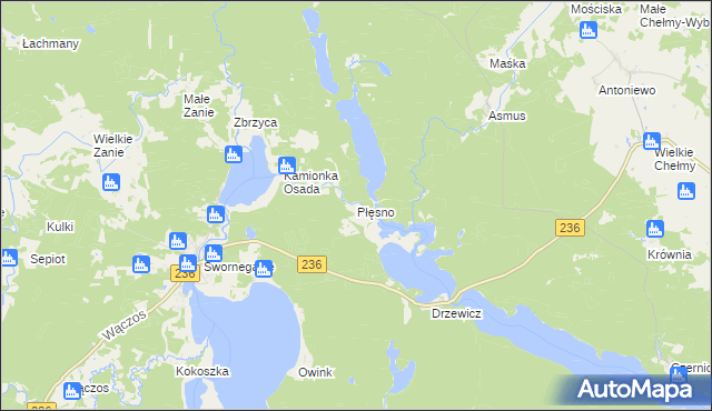 mapa Płęsno, Płęsno na mapie Targeo