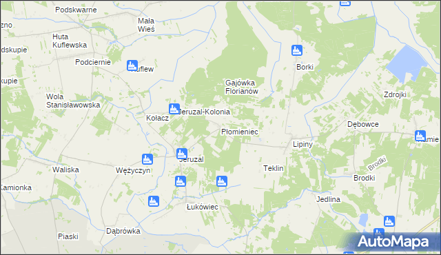 mapa Płomieniec, Płomieniec na mapie Targeo