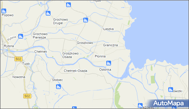 mapa Płonina gmina Sztutowo, Płonina gmina Sztutowo na mapie Targeo