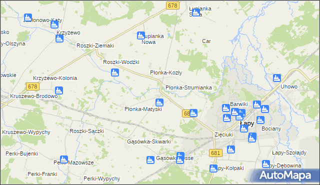 mapa Płonka Kościelna, Płonka Kościelna na mapie Targeo