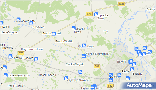 mapa Płonka-Kozły, Płonka-Kozły na mapie Targeo