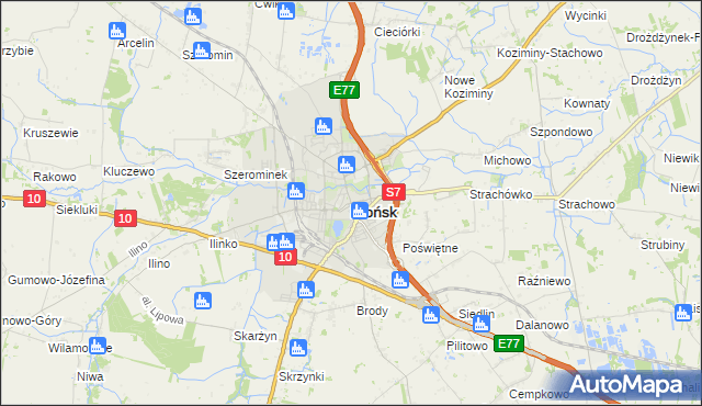 mapa Płońsk, Płońsk na mapie Targeo