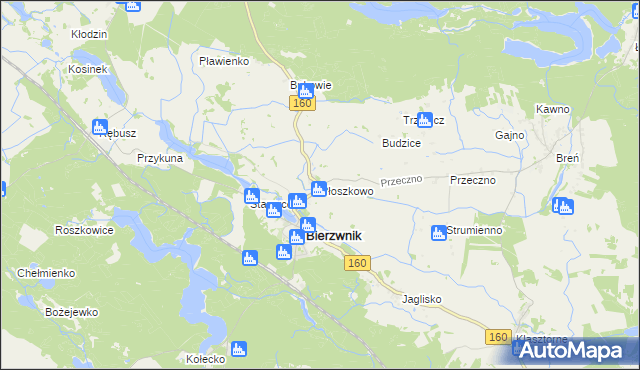 mapa Płoszkowo gmina Bierzwnik, Płoszkowo gmina Bierzwnik na mapie Targeo