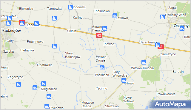 mapa Płowce Drugie, Płowce Drugie na mapie Targeo
