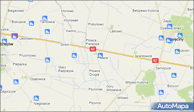 mapa Płowce gmina Radziejów, Płowce gmina Radziejów na mapie Targeo