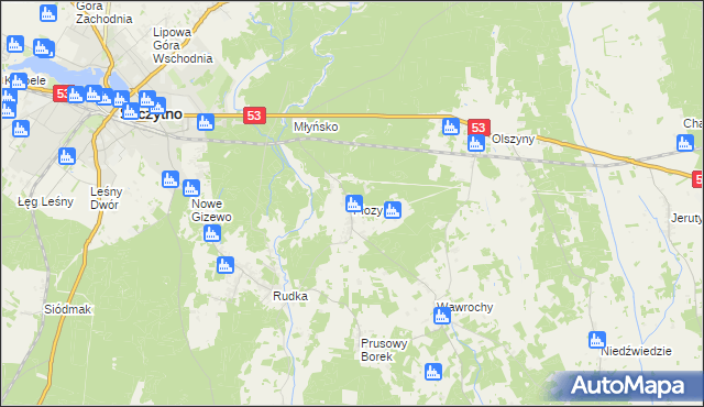 mapa Płozy, Płozy na mapie Targeo