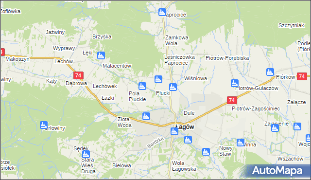 mapa Płucki, Płucki na mapie Targeo