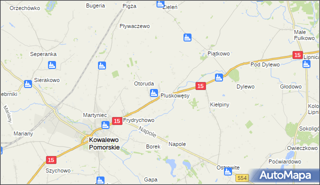 mapa Pluskowęsy gmina Kowalewo Pomorskie, Pluskowęsy gmina Kowalewo Pomorskie na mapie Targeo