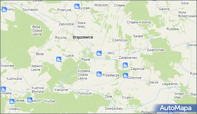 mapa Pluty gmina Brąszewice, Pluty gmina Brąszewice na mapie Targeo