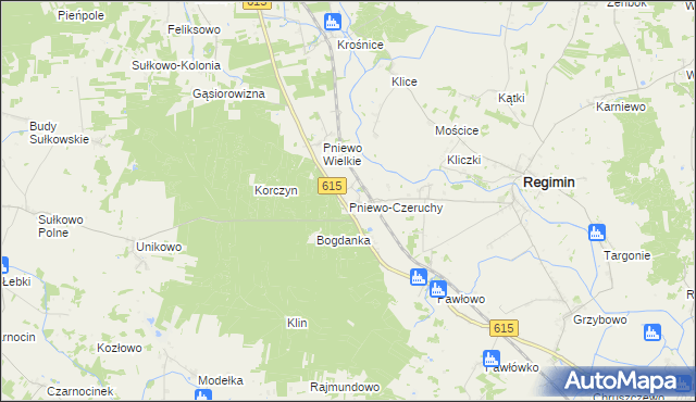 mapa Pniewo-Czeruchy, Pniewo-Czeruchy na mapie Targeo