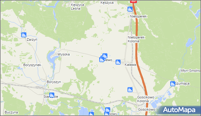 mapa Pniewo gmina Międzyrzecz, Pniewo gmina Międzyrzecz na mapie Targeo