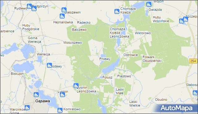 mapa Pniewy gmina Gąsawa, Pniewy gmina Gąsawa na mapie Targeo