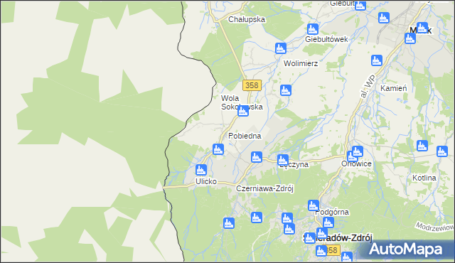 mapa Pobiedna gmina Leśna, Pobiedna gmina Leśna na mapie Targeo