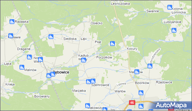 mapa Poczołków, Poczołków na mapie Targeo